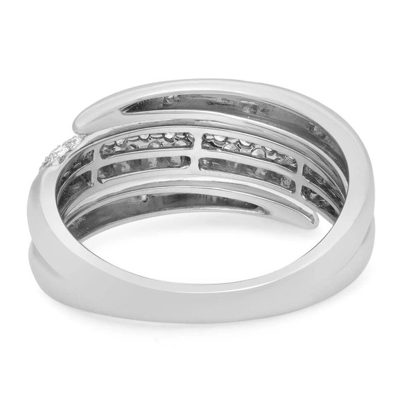 Rachel Koen 0.77Cttw Round Cut Diamond Spiral Band Ring 18K White Gold Size 6.5 - Picture 4 of 6